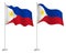 Flag of Republic of Philippines on flagpole waving in wind. Holiday design element. Checkpoint for map symbols. Isolated vector on