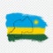 Flag Republic of Rwanda from brush strokes and Blank map Rwanda. High quality map Rwanda and flag on transparent background