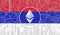 flag of Republic of Srpska and ethereum coin, Integrated Circuit Board pattern. Ethereum Stock Growth. Conceptual image for