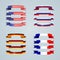 Flag ribbon of America USA France Germany Russia Set collection of bright curved flat banner ribbons icon ribbons Flag national