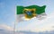 flag of Rio Grande do Norte , Brazil at cloudy sky background on sunset, panoramic view. Brazilian travel and patriot concept.