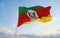 flag of Rio Grande do Sul , Brazil at cloudy sky background on sunset, panoramic view. Brazilian travel and patriot concept. copy