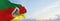 flag of Rio Grande do Sul , Brazil at cloudy sky background on sunset, panoramic view. Brazilian travel and patriot concept. copy