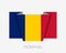 Flag of Romania. Flat Icon Waving Flag with Country Name