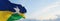 flag of Rondonia , Brazil at cloudy sky background on sunset, panoramic view. Brazilian travel and patriot concept. copy space for