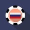 Flag of Russia against the background of a soccer ball.
