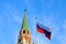 Flag of Russia against Troitskaya Tower of the Moscow Kremlin