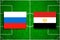 Flag Russia - Egypt on the football field. Football match