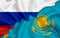 Flag of Russia and flag of Kazakhstan