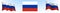 Flag of the Russian Federation in a static position and in motion, developing in the wind, on a transparent background