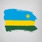 Flag of Rwanda from brush strokes. Flag Republic of Rwanda on transparent background