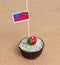 Flag of samoa on cupcake