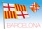 Flag and seal of Barcelona city, Catalonia, Spain