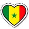 Flag Senegal heart sticker on white background. Vintage vector love badge. Template design element. National day.