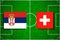 Flag Serbia - Switzerland on the football field. Football match