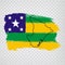 Flag of  Sergipe from brush strokes. Blank map of  Sergipe. Federal Republic of Brazil. High quality map  and flag  Sergipe
