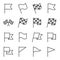 Flag Sign Vector Line Icon Set. Contains such Icons as Flagpole, Start Flag, Race, Winner and more. Expanded Stroke