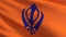 Flag of Sikhism. 3D rendering illustration of waving sign symbol