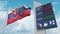 Flag of Slovakia and gas station sign board with rising fuel prices. Conceptual 3D rendering