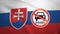 Flag of Slovakia with the sign of Diesel fuel ban. CO2 regulation of emissions. 3D illustration