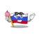 Flag slovenia cartoon with in with ice cream character