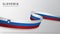 Flag of Slovenia. Realistic wavy ribbon with Slovenia flag colors. Graphic and web design template. National symbol