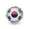 Flag of south korea, button with metal frame and shadow. South korea flag vector icon, badge with glossy effect and metallic borde