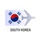 Flag of South Korea color line icon. Airline network. International flights. Popular tourist destination. Pictogram for web page,