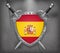 Flag of Spain. The Shield with National Flag. Two Crossed Swords