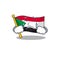 Flag sudan character in cartoon shape crying