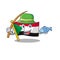 Flag sudan character in cartoon shape fishing