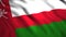 Flag of the Sultan of Oman.Motion.It consists of three equal horizontal stripes of white, red and green colors and a