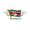 Flag suriname character with wink cartoon shape