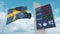 Flag of Sweden and gas station sign board with rising fuel prices. Conceptual 3D animation