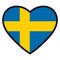 Flag of Sweden in the shape of Heart with contrasting contour