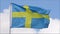 The flag of Sweden waves in the wind in slow motion