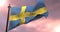 Flag of Sweden waving at wind in slow at sunset, loop