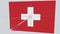 Flag of SWITZERLAND plate being hit by archery arrow. Conceptual 3D rendering