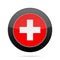 Flag of Switzerland. Shiny black round button.