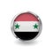 Flag of syria, button with metal frame and shadow. syria flag vector icon, badge with glossy effect and metallic border. Realistic