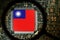 Flag of Taiwan on a processor. Computer board with chip.