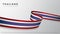 Flag of Thailand. Realistic wavy ribbon with thai flag colors. Graphic and web design template. National symbol