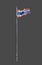 Flag of Thailand or Thai Flag on Flagpole on Gray Background, Cl