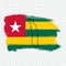 Flag Togo from brush strokes and Blank map of Togo. High quality map Togo and flag on transparent background for your web site des