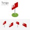 Flag of Tonga, vector 3D isometric flat icons