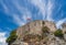 Flag on top of fortress above the Croatian town of Novigrad in Istria County