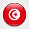 Flag of Tunisia. Round glossy badge