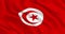 Flag of Tunisia Smooth wavy animation. The national flag of the Republic of Tunisia flutters in the wind. Realistic 3D rendering,