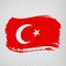 Flag of Turkey, brush stroke background.  Flag Republic of Turkey  on transparent background