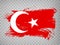 Flag of  Turkey brush stroke background.  Flag Republic of Turkiye on transparent backrgound for your web site design, app, UI.